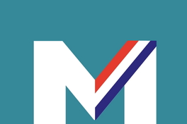 [Eme blanca con banda presidencial y fondo celeste]