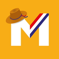 [Eme blanca con banda presidencial y chupalla]