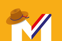 [Eme blanca con banda presidencial y chupalla]