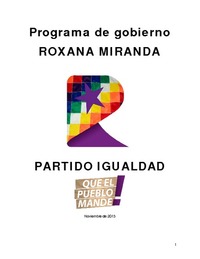 Programa de gobierno Roxana Miranda partido igualdad.