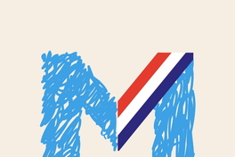 [Eme celeste pintada a mano con banda presidencial]