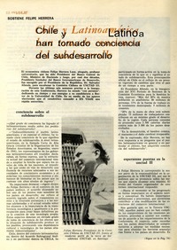 Chile y Latinoamérica han tomado conciencia del subdesarrollo sostiene Felipe Herrera. [artículo] :