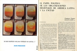 El papel político de las organizaciones regionales de América Latina y la UNCTAD  [artículo] Gustavo Lagos.