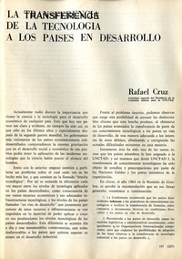 La transferencia de la tecnología a los países en desarrollo  [artículo] Rafael Cruz.