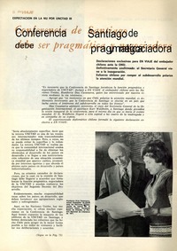 Conferencia de Santiago debe ser prágmatica y negociadora expectación en la NU por UNCTAD III. [artículo] :
