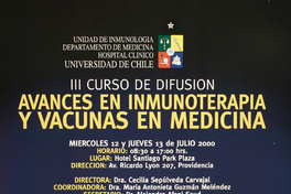 III curso de difusión avances en inmunoterapia y vacunas en medicina.