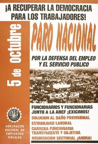 Paro nacional por la defensa del empleo y el servicio público ¡A recuperar la democracia para los trabajadores! 5 de octubre.