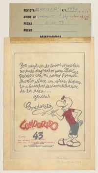 Condorito 43  [original de arte] René Ríos Boettiger ; seudónimo: Pepo.