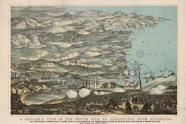 A Panoramic view of the north side of Sebastopol from Eupatoria with the new Russian Forts - Earthworks, Batteries, &c. &c. including a sketch of the attack on Eupatoria, Feby 17th the entrenched position of the Turks, and position now occupied by the Russian Army at Simpheropol - Bakt - Chi - Serai and on the rivers Alma - Katscha - Belbeck &c. [estampa] :