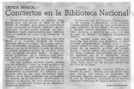 Conciertos en la Biblioteca Nacional Crítica Musical