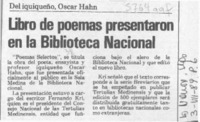 Libro de poemas presentaron en la Biblioteca Nacional  [artículo].