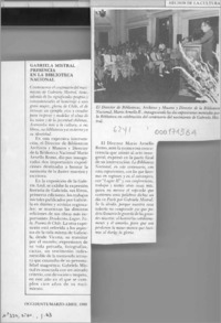 Gabriela Mistral presencia en la Biblioteca Nacional  [artículo].
