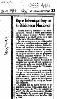 Bryce Echenique hoy en la Biblioteca Nacional  [artículo].