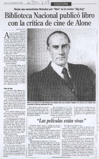 Biblioteca Nacional publicó libro con la crítica de cine de Alone