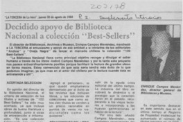 Decidido apoyo de Biblioteca Nacional a colección "best-sellers"