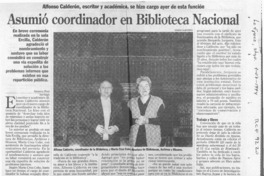 Asumió coordinador en Biblioteca Nacional  [artículo] Ximena Poo.