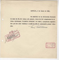 [Recibo] 1938 ene. 4, Santiago, Chile [a] Biblioteca Nacional.