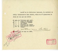 [Recibo] 1939 mayo 11, Santiago, Chile [a] Biblioteca Nacional de Chile