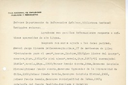 [Carta] [cerca de 1967] Santiago, Chile [a] Biblioteca Nacional de Chile