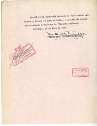 [Recibo] 1940 mayo 28, Santiago, Chile [a] Biblioteca Nacional de Chile
