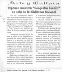 Exponen muestra "Geografía poética" en sala de la Biblioteca Nacional.