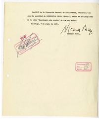 [Recibo] 1939 junio 7, Santiago, Chile [a] Biblioteca Nacional de Chile  [manuscrito] Nicanor Parra.