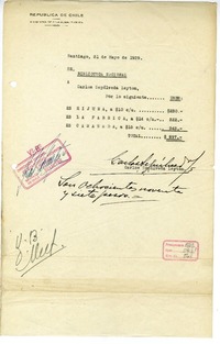 [Recibo] 1939 mayo 31, Santiago, Chile [a] Biblioteca Nacional de Chile  [manuscrito] Carlos Sepúlveda L.